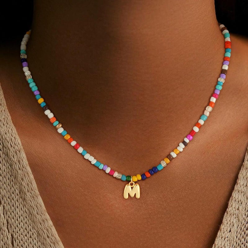Treasure Bender Valentines Day Gifts for Kids Classroom - Colorful Beaded Initial Necklace for Girls Kids Women Teen Girl Gift Trendy Stuff Birthday Gift for 5 6 7 8 9 10 Year Old Girl Jewelry - Image 2
